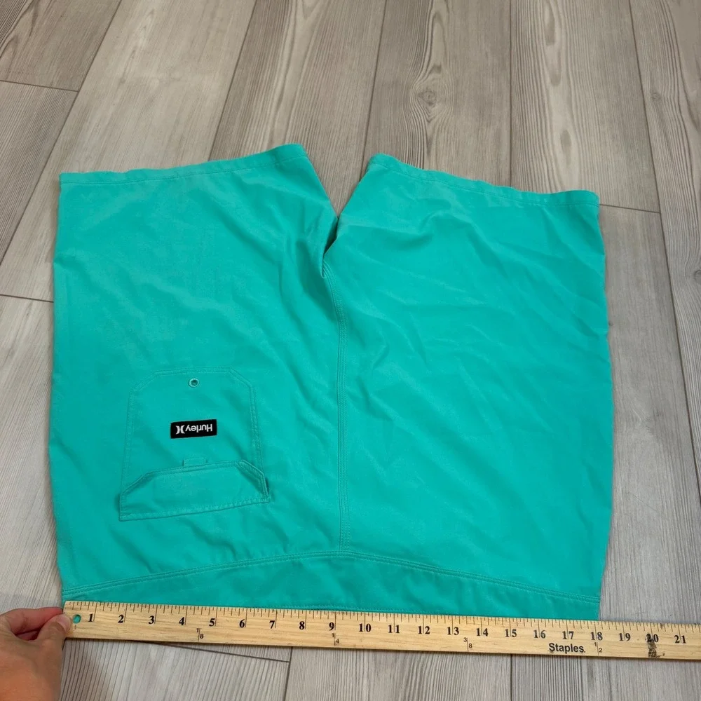 Hurley Mens Board Shorts Size 34 Teal Green Surf Swim Trunks Solid Beachwear